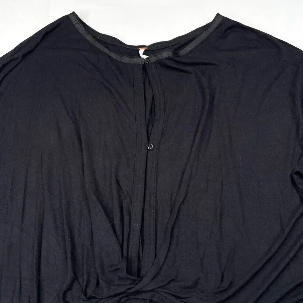 Free People Keepin On Tie Sleeve Top Blouse Black